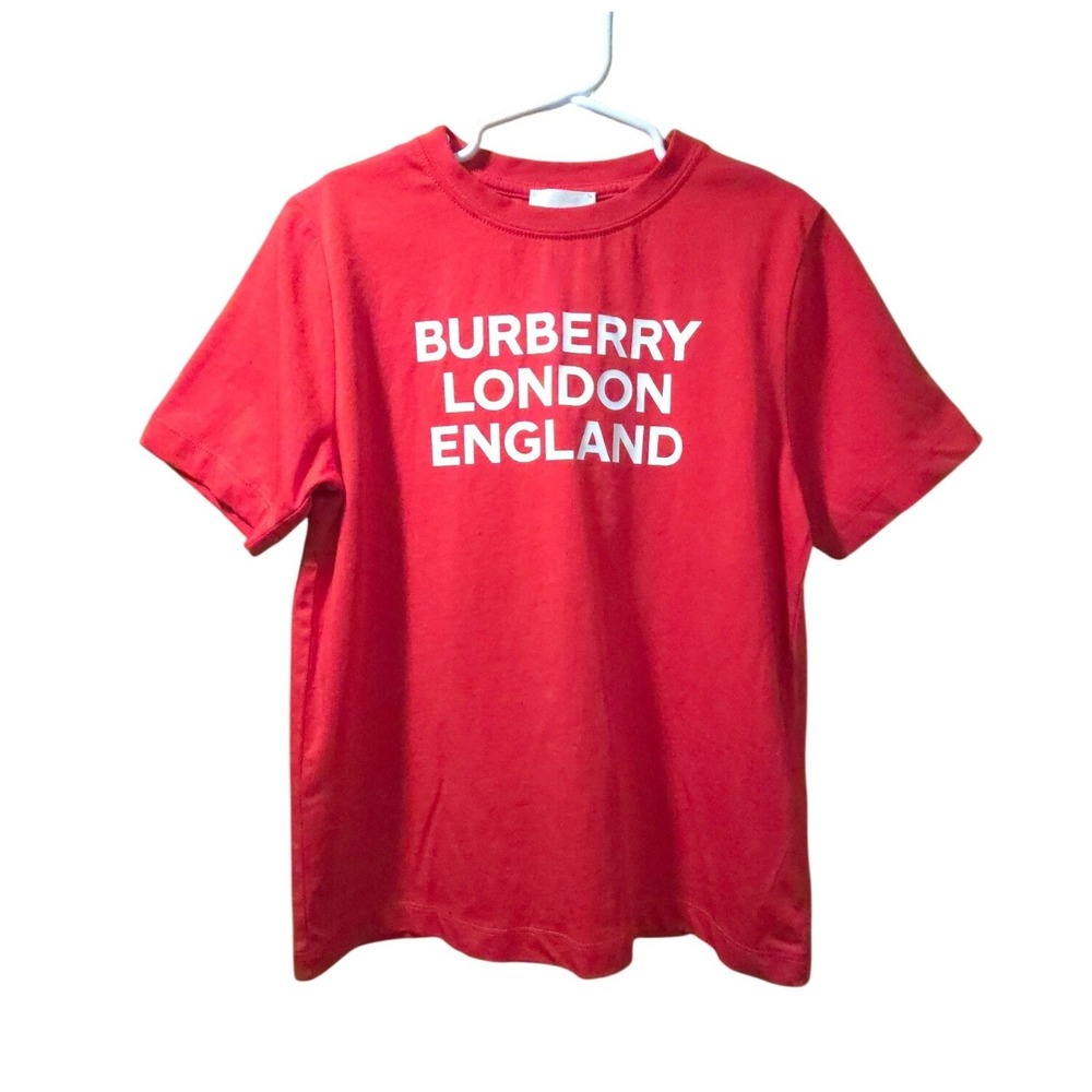 Burberry London England Kids Red Logo Graphic T-Shirt Size 8Y 128cm NWOT
